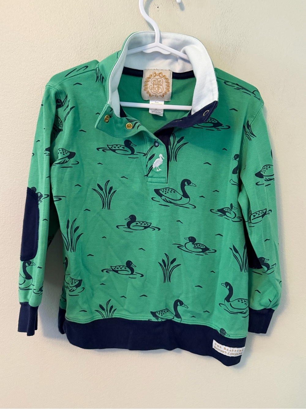 The Beaufort Bonnet Company Green Duck Print Pullover